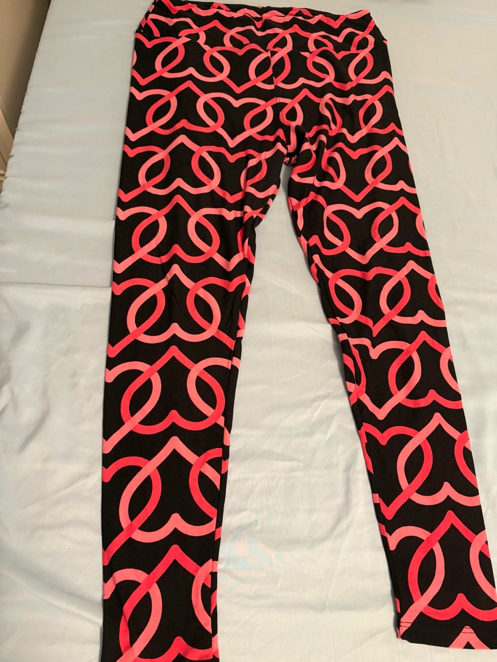 Women’s Black Leggings with Pink & Red Hearts Print